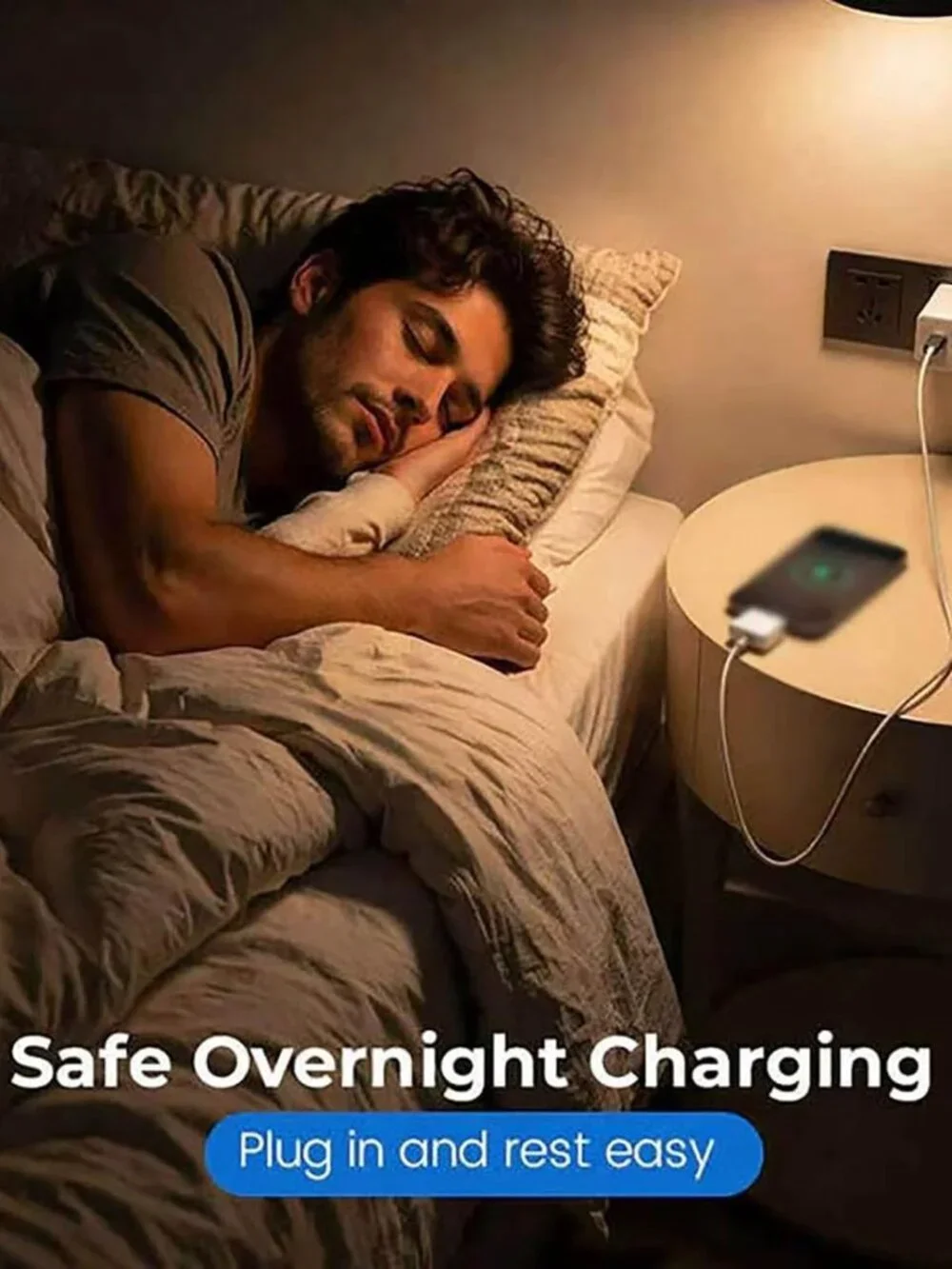 Auto Stop Charging Adapter with USB-C Cable — Overnight Overcharge Protection